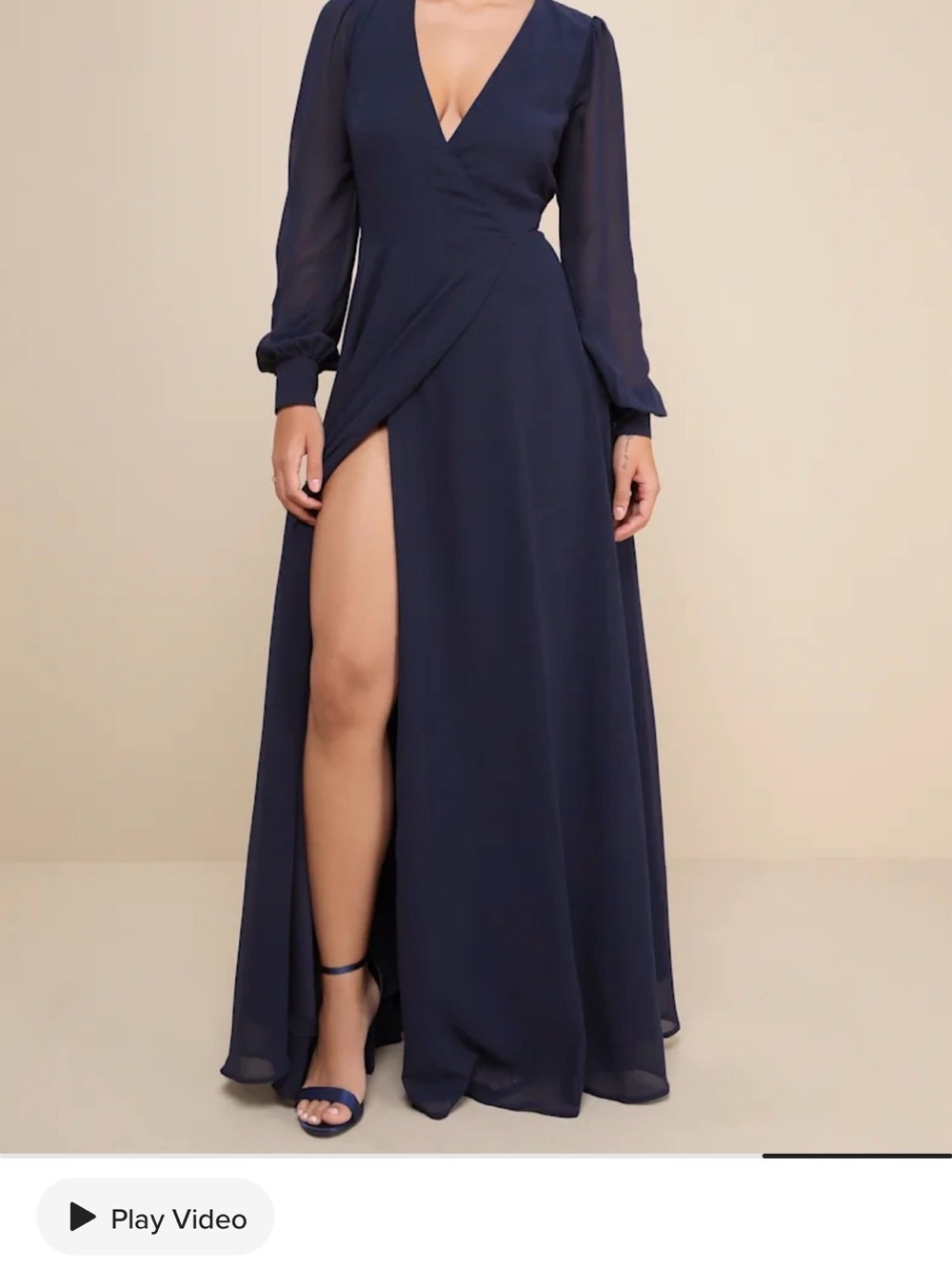 Lulus My Whole Heart Dark Navy Long Wrap Dress